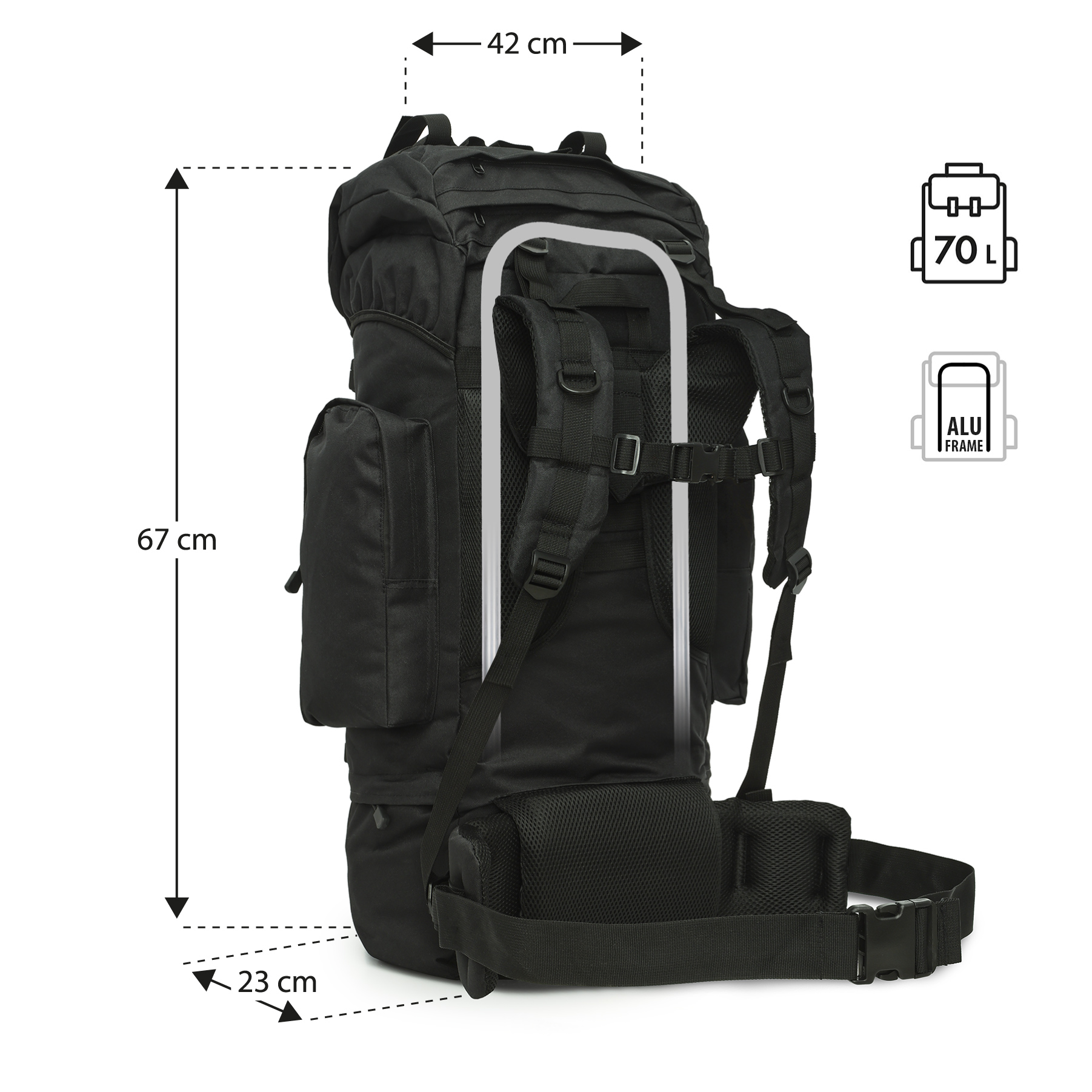 bilde 4 - NC3901 TACTICAL BACKPACK EAGLE BLACK 70L NILS CAMP