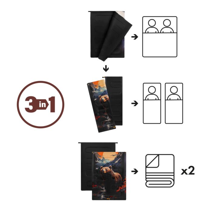 bilde 3 - NC3601 BEAR 3-IN-1 DOUBLE SLEEPING BAG NILS CAMP