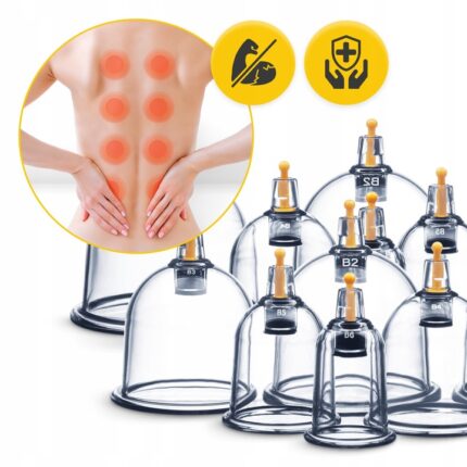 KINESISK VAKUUM KOPPING ILDFRI TERAPEUTISK SETT MED PUMPE - 12 DELER