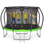Trampoline for barn PRO 435x435 cm med sikkerhetsnett stige og UV beskyttelse for trygg og aktiv