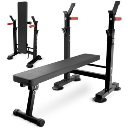 Treningsbenk med vektstangstativ PRO justerbar stålramme for benkpress og hjemmegym