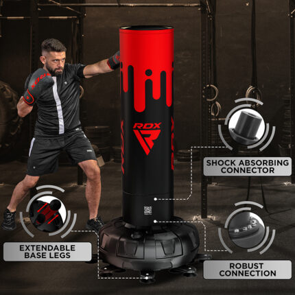 bilde 2 - FREE STANDING PUNCH BAG F9 RED/BLACK-6FT+ BAG MITTS F9 RED/BLACK