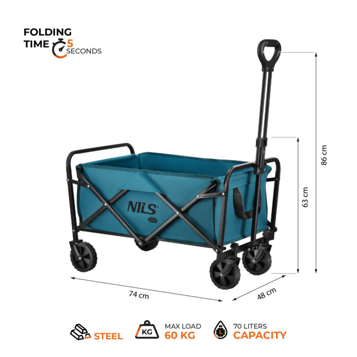 bilde 3 - NC4306 FOLDING CAMPING WAGON TURQUOISE 70L NILS CAMP